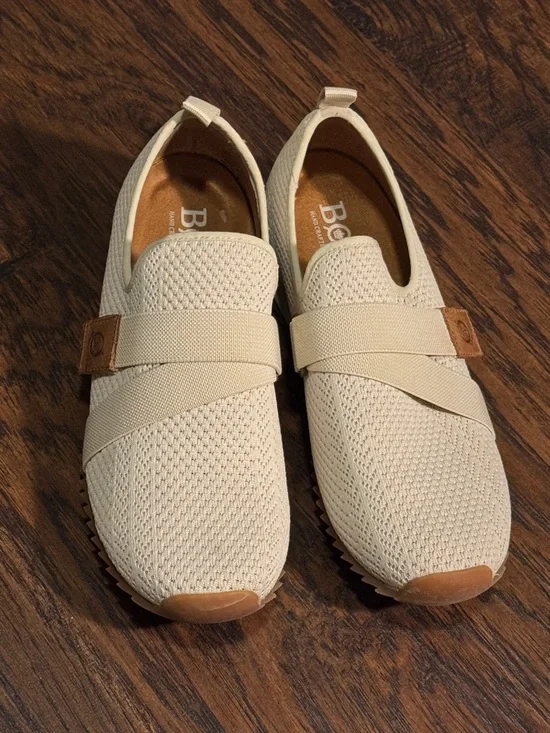 Born Women's Knit Slip-On Sneakers in Cream with Tan Accents - Picture 4 of 12